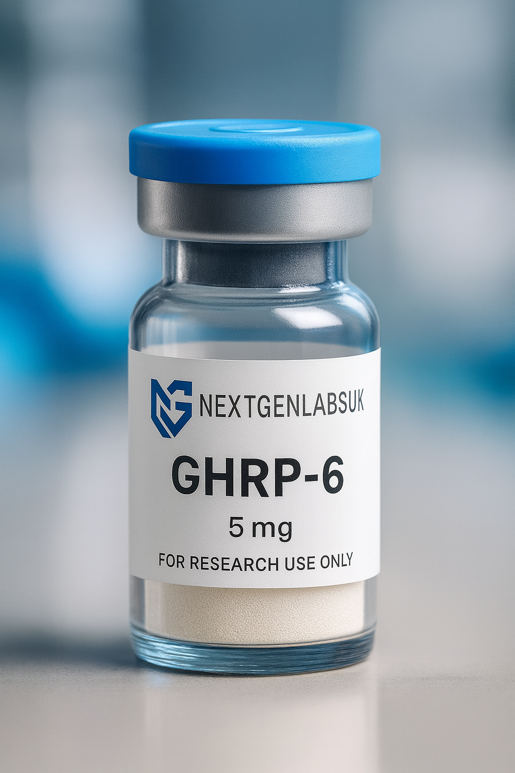 GHRP-6 peptide 5mg research grade lyophilised powder vial